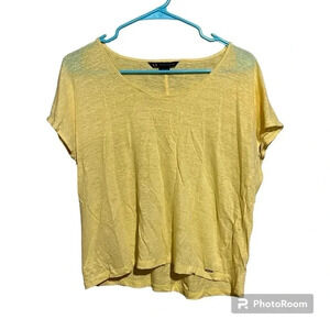 A/X Armani Exchange Women’s 100% Linen Short Sleeved Shirt Size M Yellow Top
